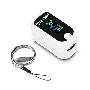 Dr. Odin Pulse Oximeter Fingertip +PI FS20E|CE & ISO Certified|Audible & Visual Alarm, OLED Display, One Button Operation, Four Directions Mode, Battery Indicator, Automatic Power Off (White & Black)