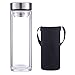 Produktbild Sunkey Glasflasche 1 Liter Bpa Frei Trinkflasche Glas Doppelte Walled mit Hülle Neopren Edelstahl Deckel und Abnehmbarer Teefilter