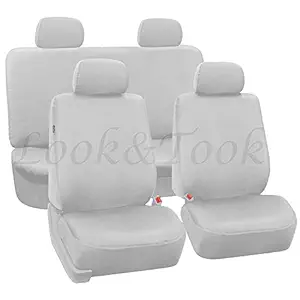 Look&Took Pure Cotton Front and Back Towel Seat Cover for KIA Seltos HTK 1.5 (White)