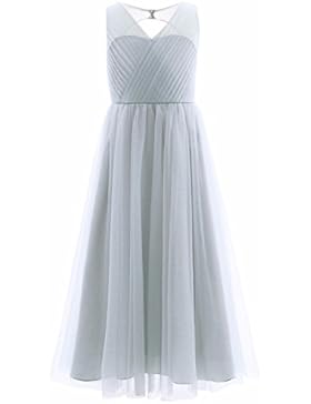 YiZYiF Mädchen Kleid Festlich Hochzeit Partykleid Mesh Festzug Kleidung Brautjungfer Blumenmädchenkleider Gr....