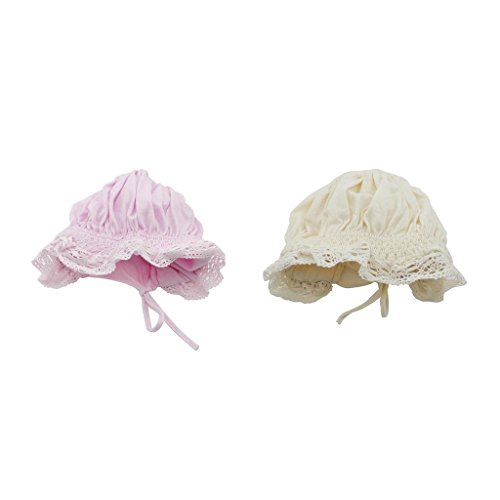 Entzückende Spitze Dekor Baby Sonne Mütze häkeln Baumwolle Mütze Sommer Outdoor-Hut (beige) - 3