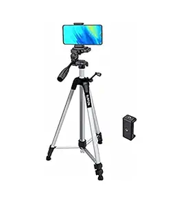 SUBTON Tripod Camera Stand With Adjustable Height From 1.5 Feet to 4.5 feet with 360 Degree Horizontal & Vertical Rotation for youTube Video Recording And free Mobile Holder COmpatible with Mobile Phone and Camera