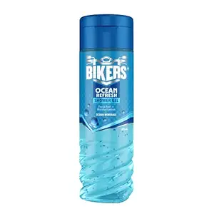 Bikers Ocean Refresh Moisturizing Shower Gel, Fresh Feel, Goodness of Minerals with Exfoliating Micro Beads, Blue, 225 ml