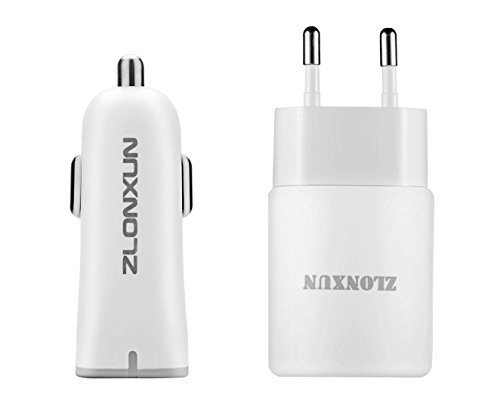 Ladegerät: Dual – USB – mauer – ladegerät 2.4A + KFZ Ladegerät + 2 Micro – USB – Kabel für Samsung Galaxy S7 S7 Edge S6 Edge+ s4 S2, Samsung Galaxy Note 4 edge, Note 5, lg g3 g8, HTC one m8, Mehr(Weiß) - 4