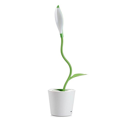 KOBWA Flexible Hals USB Touch Led Lampe mit Lampe Dreistufige Dimmer und Dekor Pflanze Bleistifthalter (Grüne) - 3