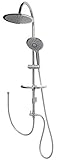 Duschset Brausegarnitur Brauseset Überkopfbrause Regendusche Duschgarnitur Duschsystem Handbrause Duschstange 100cm variable Halter