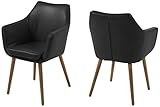 esstisch sessel mit armlehne leder Bezug Kunstleder schwarz AC Design Furniture Stuhl Trine, B: 58 x T:58 x H: 84 cm, Metall, Schwarz