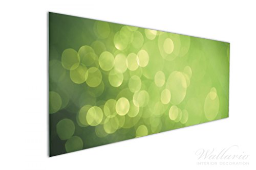 Küchen-Rückwand | Glas mit Motiv Abstrakte grüne Kreise grüne Lichtpunkte in Premium-Qualität: Brillante Farben, ohne Aufhängung | geeignet zum Verkleben |Spritzschutz Küche Herd Spüle | abwischbar | pflegeleicht