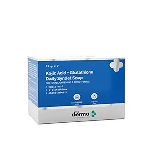 The Derma Co Kojic Acid + Glutathione Daily Syndet Soap with Kojic Acid, L-Glutathione & Alpha-Arbutin for Skin Lightening & Brightening - 75 g X 2