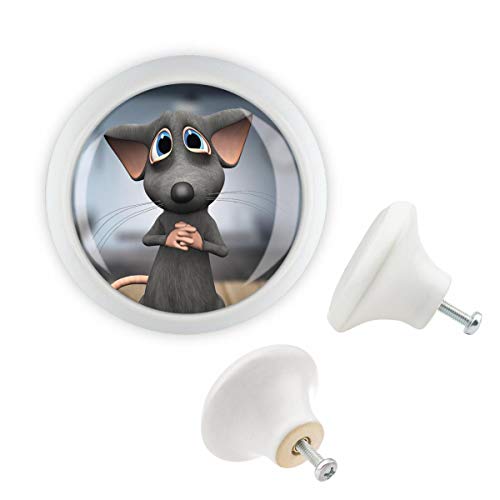 Preisvergleich Produktbild Möbelknopf 007 Bestseller MKSP001 03484W Weiss Maus Motiv