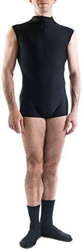 Gorilla Danza Men's Unitard with Front Zip, Short Sleeved, Short Leg, Opaque Lycra black black Size:L