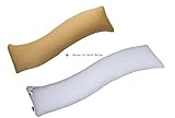 sei Design Oreiller pour dormir sur le côté + 1 housse en satin S'adapte naturellement au corps grâce à sa forme en S Peut également servir de coussin d'allaitement/de maternité, 40 x 130 cm Surpiqûres en forme de vague de haute qualité, garnissage en billes de fibres 3D  – Plein et indéformable – Maintien réglable grâce à la fermeture Éclair gold beige