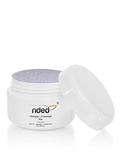 NDED Fiberglas 3-in-1 Phasen-Gel – Professionelles Fiberglasgel – All-in-One-Gel – UV Glanz-Gel, Klar, mittelviskos, NDED 15 ml, UV geeignet, säurefrei - 3