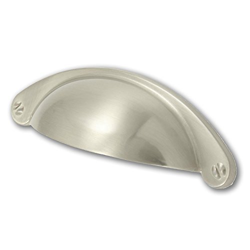 2 x Brushed Nickel Shaker Style Cup Handle. Kitchen or Cupboard Handles by RKLTools.co.uk