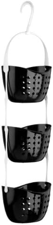 Top Home Solutions3 Tier Shower Caddy Bath Rack Plastic Hanging Over Basket Unit Shower Organiser (Black)