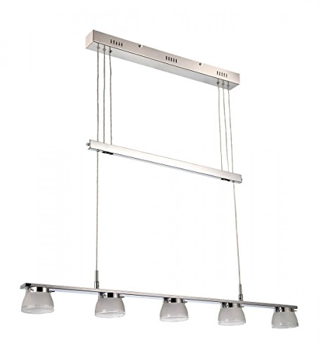 Preisvergleich Produktbild Dreams4Home 5er LED-Pendelleuchte 'Dubai', Wandleuchte, Deckenleuchte, LED, Leuchte, Lampe, Designleuchte, Wohnzimmer, chrom, Metall