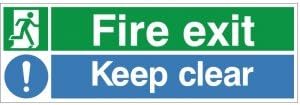 2 x Fire Exit Keep Clear Multi Signs 300mm x 100mm - Rigid Plastic (FE.13E-RP)