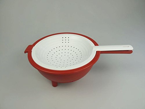 TUPPERWARE Küchenhelfer Sieb Saladin rot-weiß Sieb mit Abtropfsieb Multi-Sieb 9880
