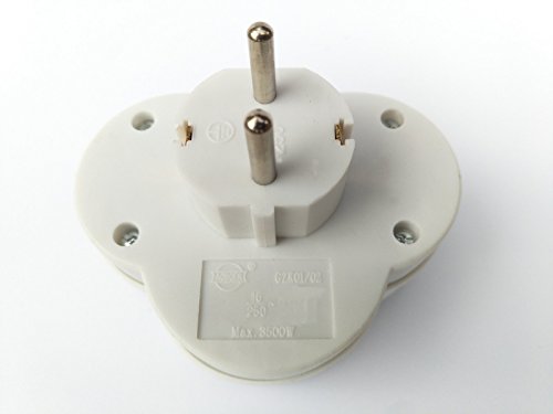 2-fach Steckdose mit Schalter 2 Schukostecker Doppelstecker Multistecker Adapterstecker Schutzkontakt Verteiler Mehrfachstecker - 6