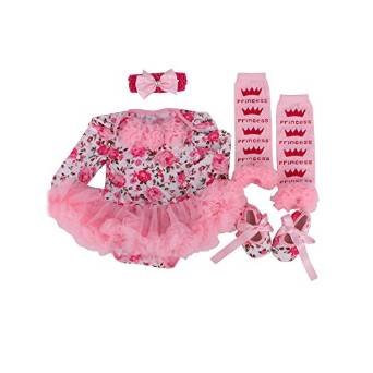 New Summer Cute Spot Newborn Infant Baby Girls Clothing Suits Headband+Romper Dress+Shoes Kids Rompers Clothes Set (6-12Months)