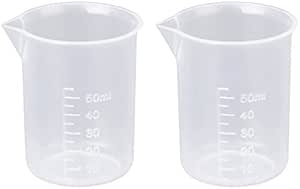 2 Pièces Récipient Gradué Transparent 50 ml pour Laboratoire et Cuisine ...