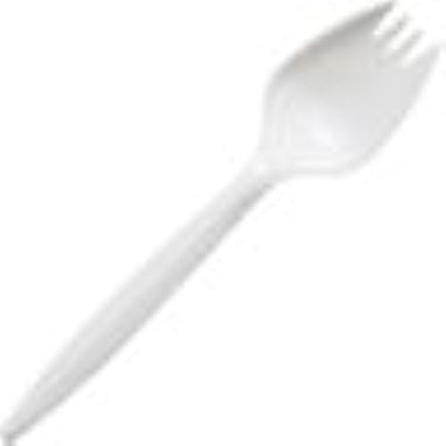 200 White Plastic Disposable Sporks for Parties and Weddings Cutlery