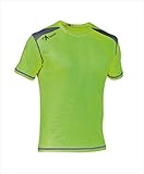 Producto oficial de ASIOKA ASIOKA 182/17 Camiseta técnica combinada Unisex para Adultos de m/Corta, Verde flúor/Marengo, M