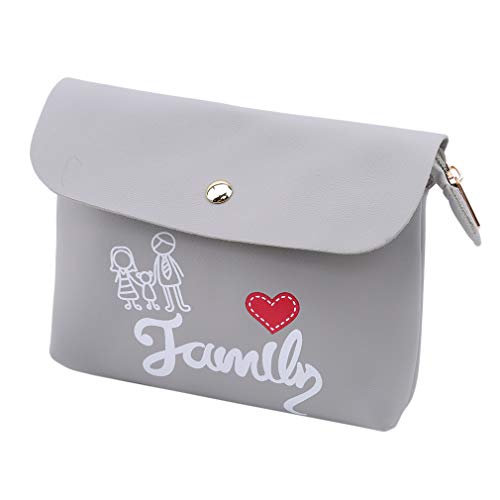 Hengxing Women Leather Crossbody Bag Print Family Hasp Cell Phone Shoulder Bags Messenger Coin Satchel Handbag,Gray