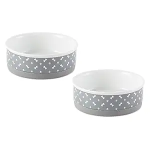 Bone Dry Ceramic Pet Collection, Medium Bowl Set, Gray 2 Count