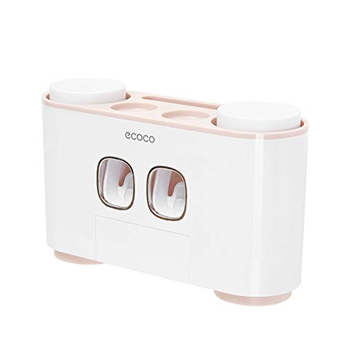 Richarm Automatico di dentifricio spremere Appeso Multiuso con portaspazzolino, Wash Cup per Adulti e Bambini a Mani libere Rosa