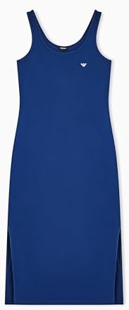 Emporio Armani Vestaglia Lunga da Donna in Cotone per Tutti i Giorni, Blu, M