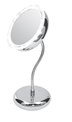 Preisvergleich Produktbild 360° LED Kosmetikspiegel Schminkspiegel Tischspiegel Standspiegel Spiegel mit LED Beleuchtung beleuchtet tragbar 5-Fach Vergrößerung