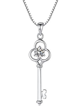 925 Sterling Silber schlüssel anhänger love herz halskette mit 18 