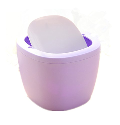 Moolecole Fashion Creative Detachable Purple Plastic Trash Bin Table Office Desk Mini Dustbin Trash Can