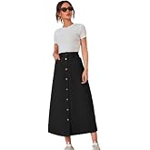 Tripursundari Fashion Z Black Buttoned A-Line Maxi Denim Woman Skirt