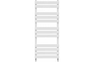 Warmehaus Minimalist Bathroom Flat Panel Heated Towel Rail Radiator Rad White 1200x500mm - Modern Central Heating Space Saving Radiators - Perfect for Bathrooms