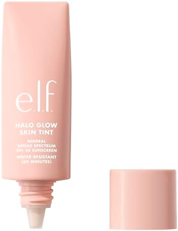 e.l.f. Halo Glow Skin Tint SPF 50, idratante colorato con copertura leggera e modulabile, crea un glow naturale, prodotto vegano e non testato sugli animali, 12 Tan Cool