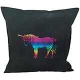 Kissenhülle, Kissenbezug, Kissen, 40x40, Motiv: Einhorn, Aufdruck,