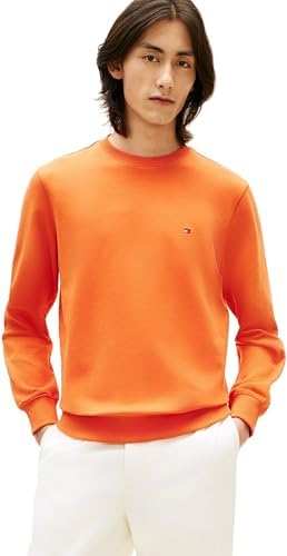 Tommy Hilfiger Felpa Girocollo Essential Terry MW0MW37237 da Uomo, Arancione, L