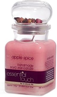 Essential Touch Candles Apple Spice Soy Wax Candle Jar, Multi Colour, red and Pink