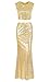 Produktbild S&RL Sommer Frauen Reizvoll Undicht Nabelschnur Fischschwanz Abendkleid Langen Rock Zweiteilig Paillettenkleid, Gold, m