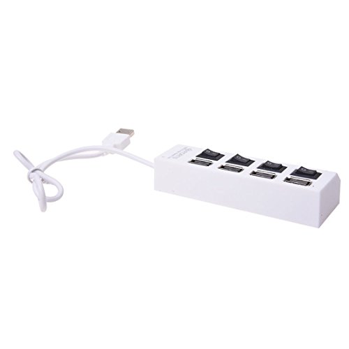 SODIAL(R) 1X Gute Qualitaet 4 Schlitz USB-Hub Tragbar 4 Anschluesse USB mit vier Schalteradapter fuer PC Notebook Laptop Weiss - 2