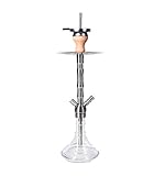 Hochwertige schwere Edelstahl-Shisha von 4-Stars, ca. 69 cm Gesamthöhe, transparent