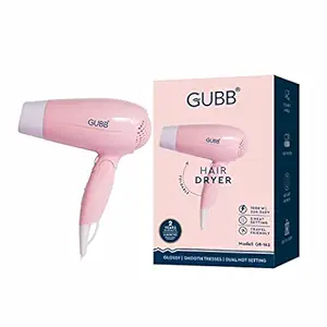 GUBB GB-163 Hair Dryer For Men & Women | Professional Blow Dryer With Foldable Handle and Detachable Nozzle | 3 Heat Settings - Hot and Cool Shot | 1600W With Overheat Protection