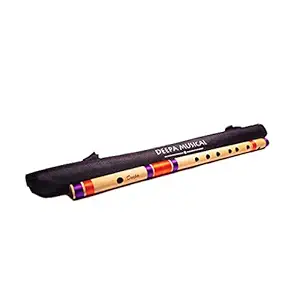 Deepa Musical Flute C Natural Bansuri Medium (19 inches) Left-Handed Flute for Beginners with Cover