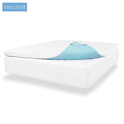 Viscosoft - Surmatelas Visco Premium™ - Sur Matelas 7,5cm à Mémoire de Forme Gel infusé, très haute Densité 60kg/m³, Housse Bambou amovible et ajustable (80_x_200_7,5 cm)