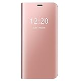 Hülle kompatibel mit Galaxy S7 S7 Edge Spiegel Schutzhülle Flip Handy Tasche mit Standfunktion Business Serie Hart Case Cover für Galaxy S7 / Galaxy S7 Edge (Rosé Gold, Galaxy S7)