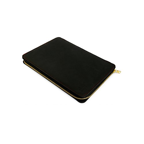 A.P. Donovan – Leder Notebooktasche für verschiedene Modelle – Schutz vor Stößen und Kratzern – Sleeve, Case, Mappe, Hülle mit Reißverschluß – Schwarz, 305,7mm x 220,6mm x 6,9mm + IPAD PRO 12.9″ - 4