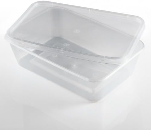 Thali Outlet - 100 x Rectangular 650ml Microwave Clear Re-usable Food Containers Freezing Takeaway Hot Cold Foods