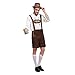 Produktbild Herren Oktoberfest Kostüm Beer Bavarian Lederhosen Kostüm komplett-Set, Outfit mit Hemd, Hosenträgern und Hut, Kleidung für Fasching, Karneval, Party oder Wiesn
